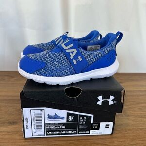 Under Armour Boys' UA Surge 3 Slip On Running Shoes 8K Blue/White
